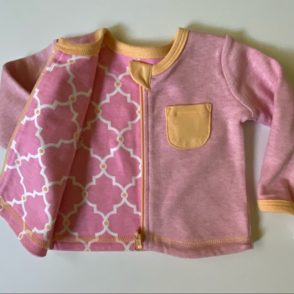 Reversible sweatshirt size newborn by Boppy New NWT Pink orange $28 zip up girl